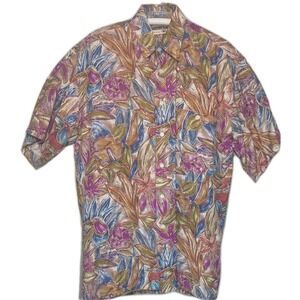 Burma Bibas Men's Shirt‎ Size M  Multicolor Hawaiian Travel Vacation Rn 131b5
